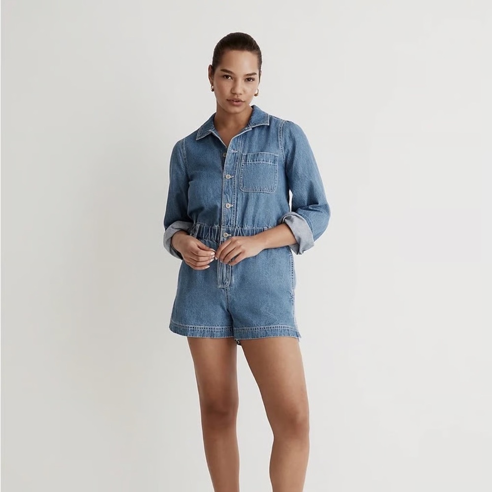 NWT Madewell Denim Long Sleeve Romper